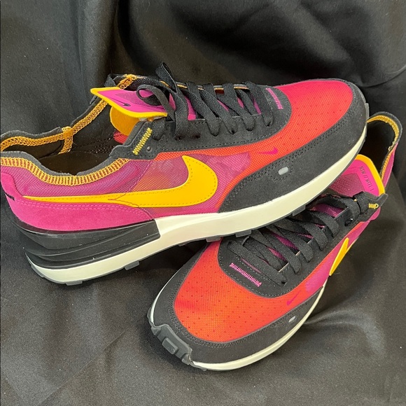 Nike Black and Pink Sneakers with Yellow Swoosh - Picture 7 of 9
